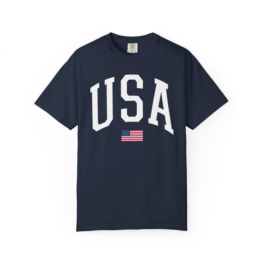Retro USA Flag Comfort Colors Shirt: 4th of July Tee