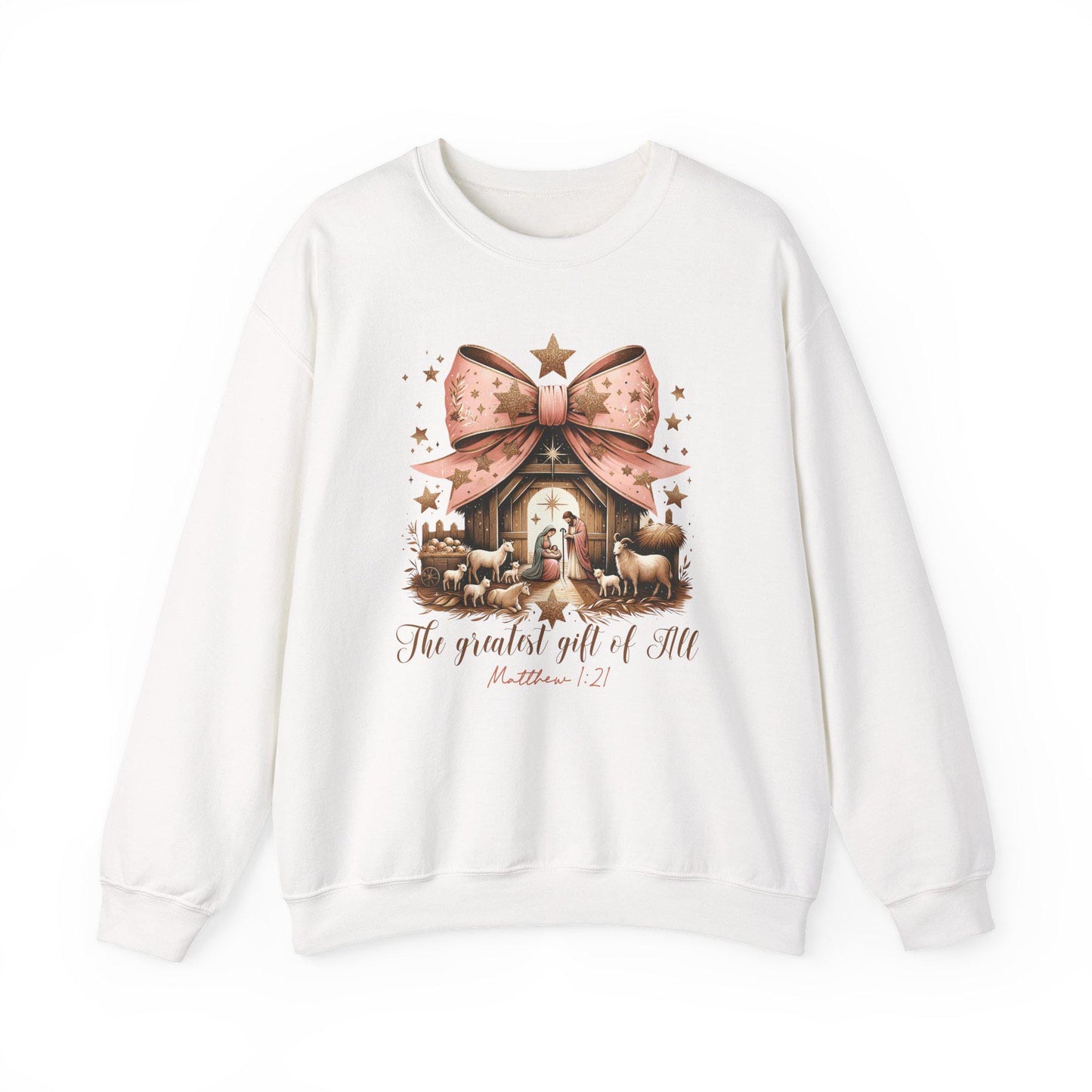 Bow Nativity Sweatshirt, Christian Christmas Gift