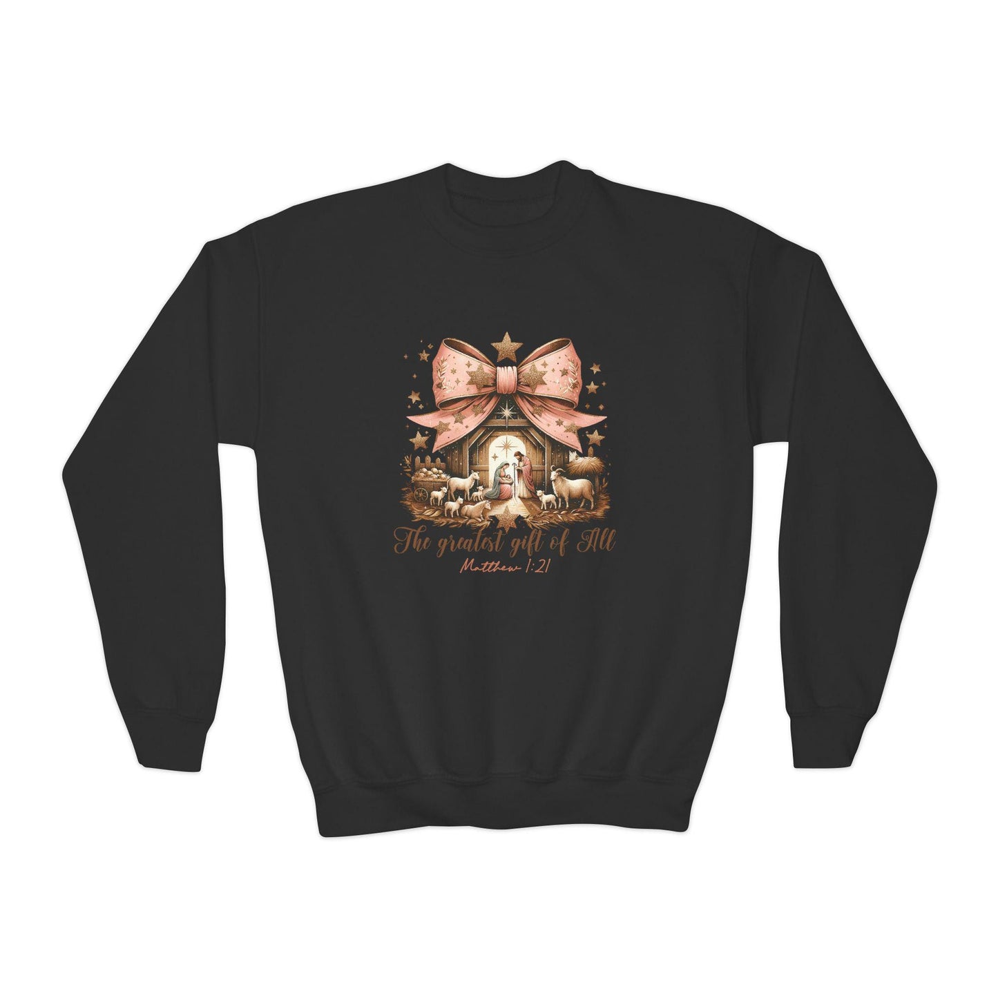 Bow Nativity Sweatshirt, Christian Christmas Gift