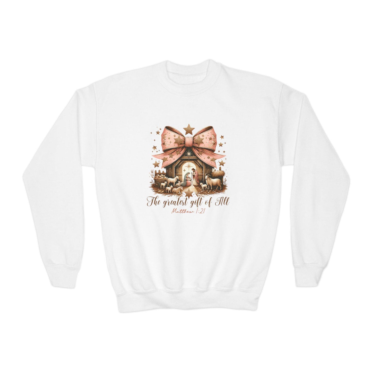 Bow Nativity Sweatshirt, Christian Christmas Gift