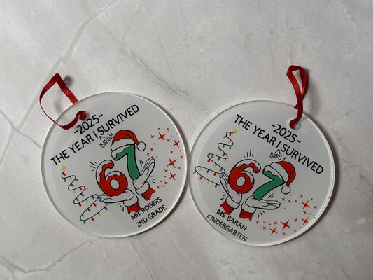 Personalized Acrylic Christmas Ornament, 'The Year I Survived Barely' 2025 Keepsake Gift