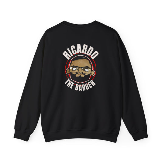 Ricardo the Barber Apparel with logo on the left chest and full Back.