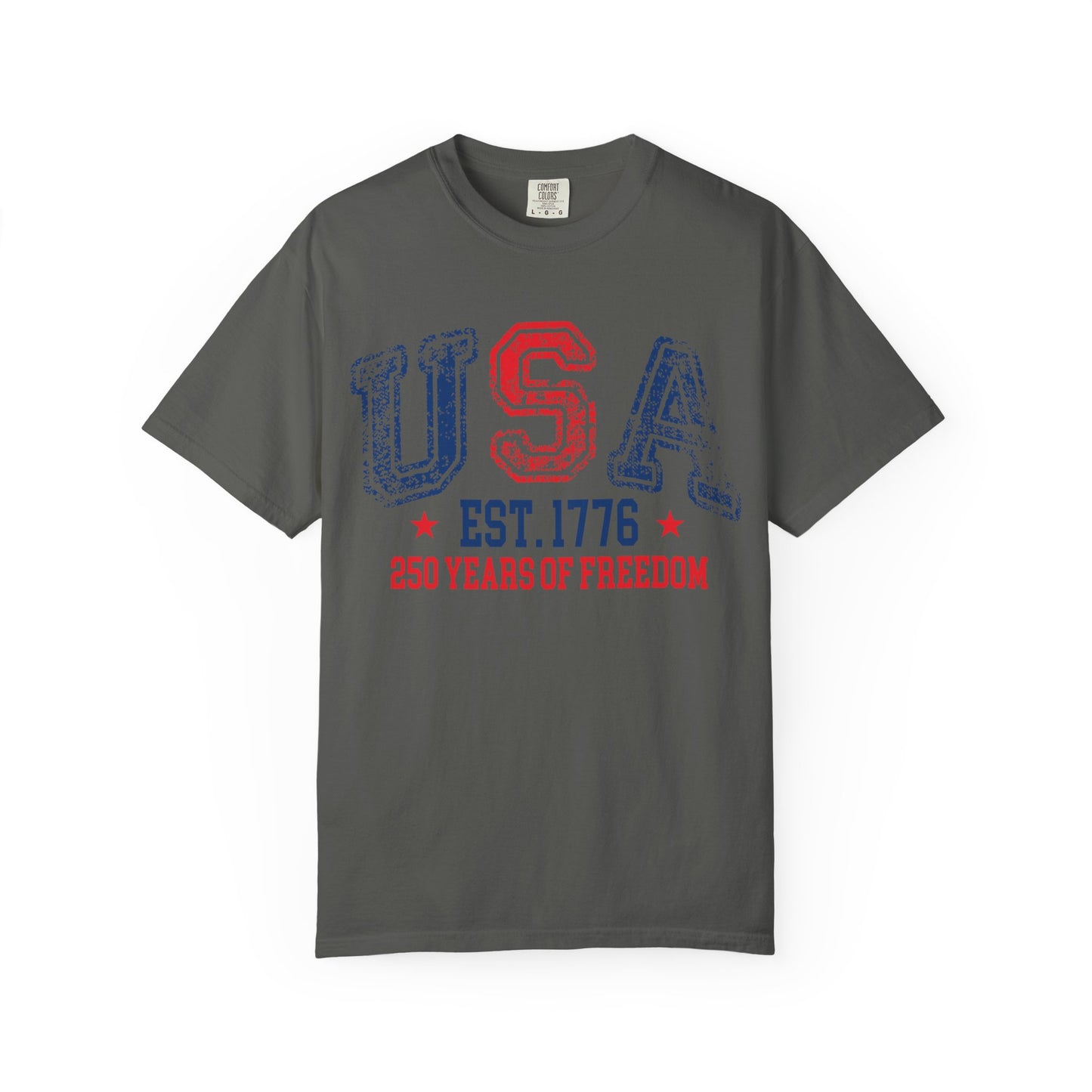 Pepper patriotic USA Shirt featuring vintage American flag graphics, fireworks, and distressed USA-inspired design for 4th of July celebrations and USA 250 anniversary apparel