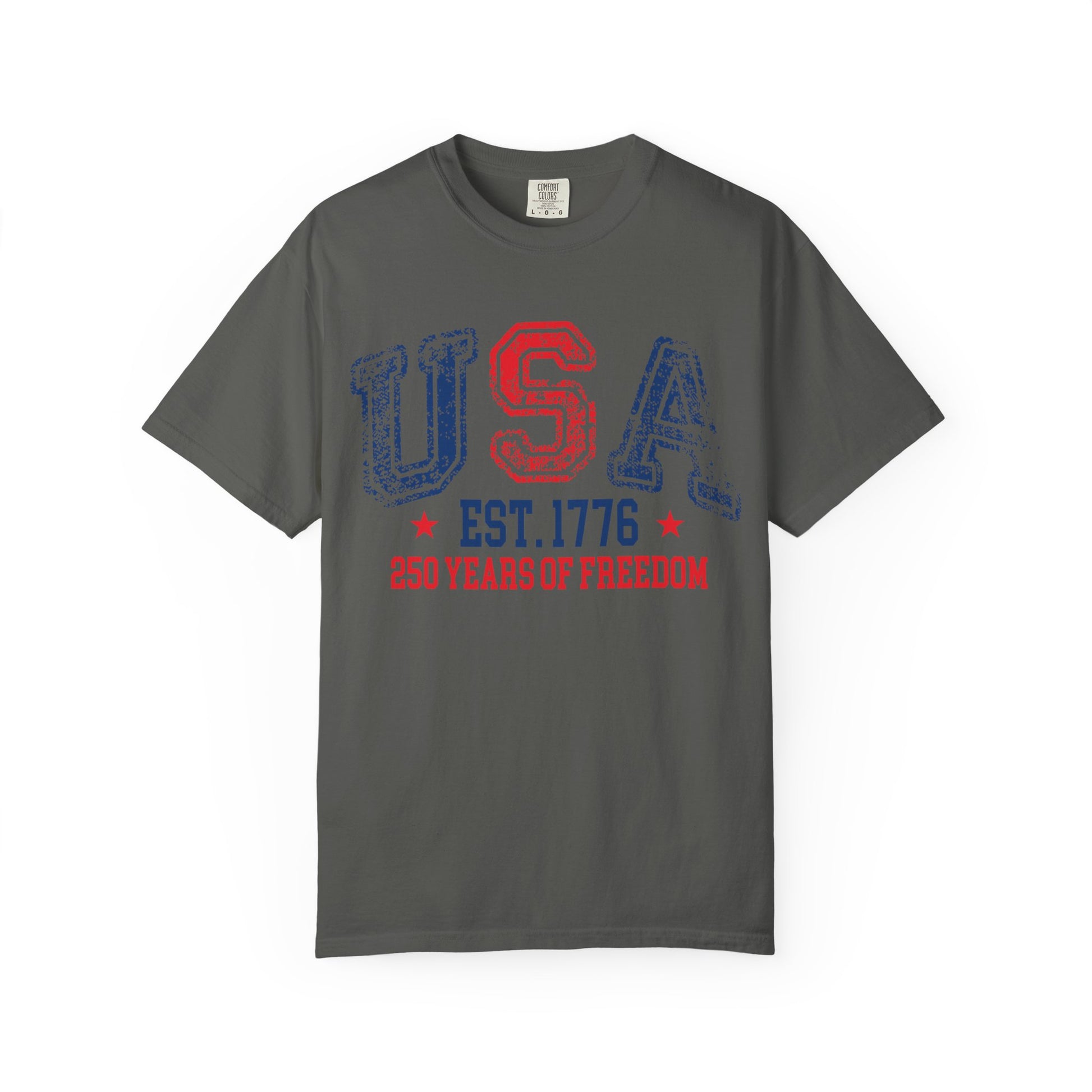 Pepper patriotic USA Shirt featuring vintage American flag graphics, fireworks, and distressed USA-inspired design for 4th of July celebrations and USA 250 anniversary apparel
