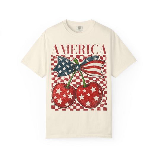 America Cherries 4th of July Shirt: Patriotic Comfort Colors Tee